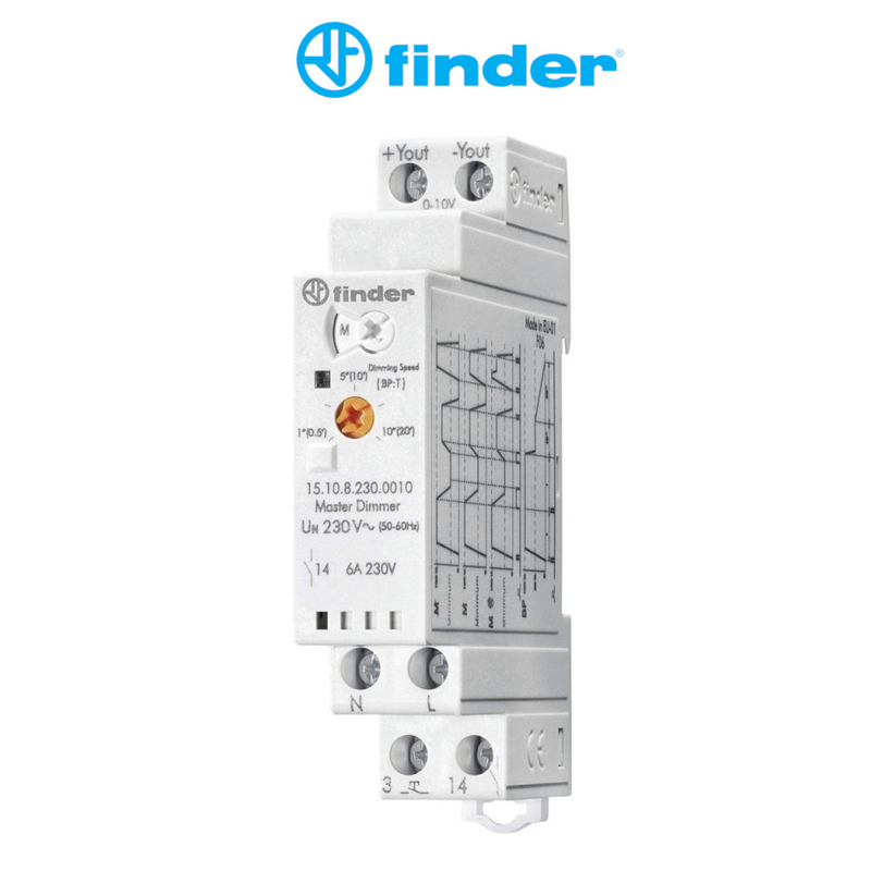 Dimmer per led elettronio master attacco DIN 230V 17,5MM 0-10V - Finder  151082300010