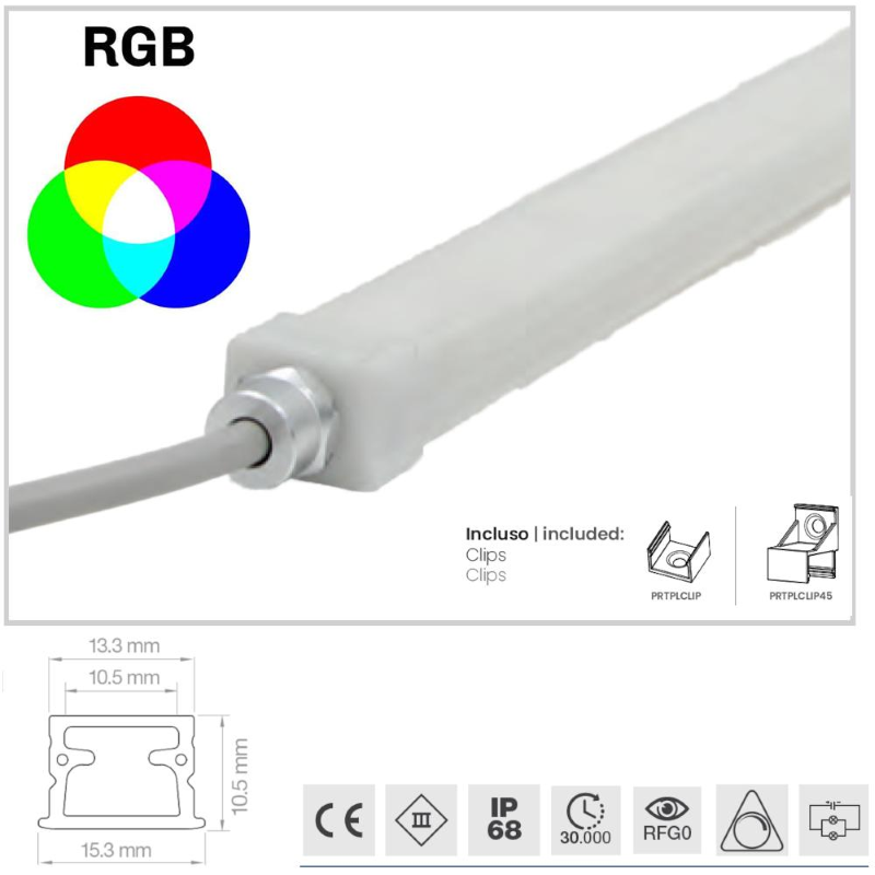 Barre a led per esterno 24V 1MT RGB IP68 multicolore